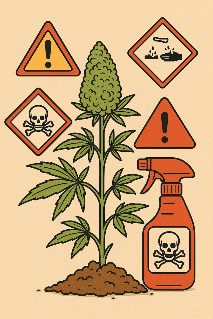 Cannabis plant with warrings sings
